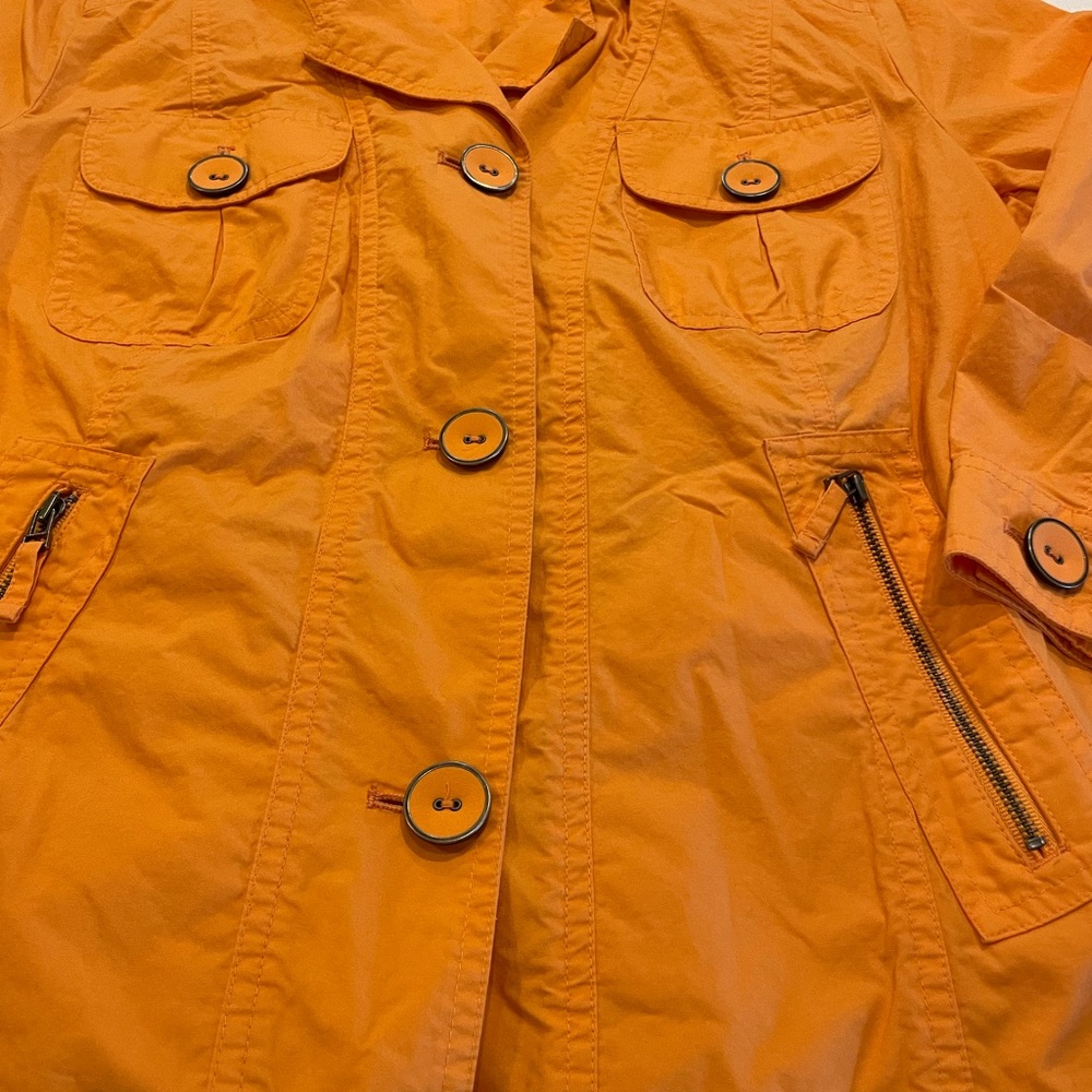 Chico’s Jacket Size 2 Button Up Pockets Orange Fa… - image 6